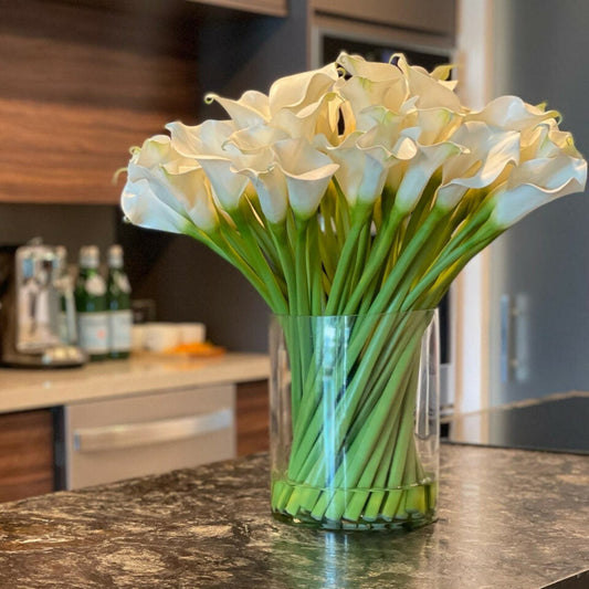Calla-Lilien im Glaszylinder
